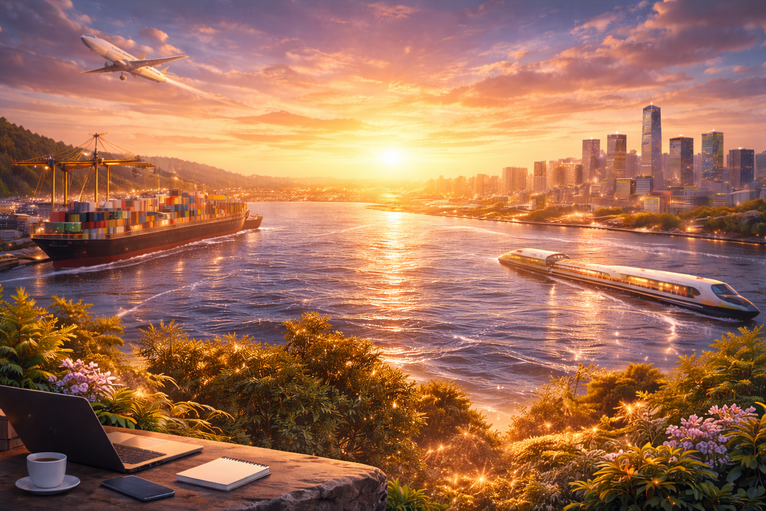 Global trade and logistics background